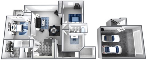 Floor plan for 3 beds, 2 baths, 1498 sqft